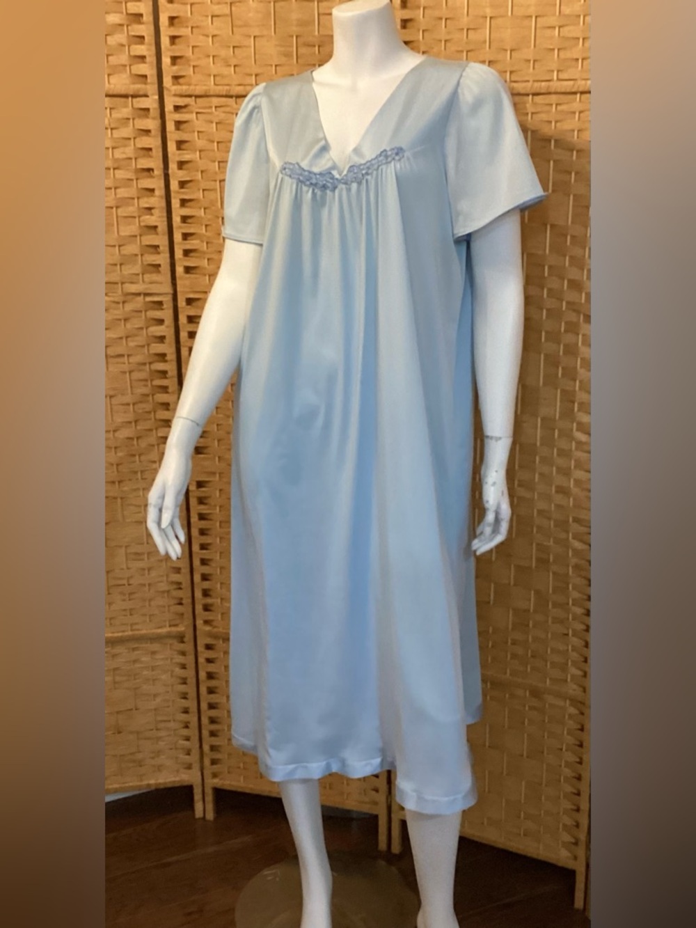 Vintage Light Blue Satin Nightgown